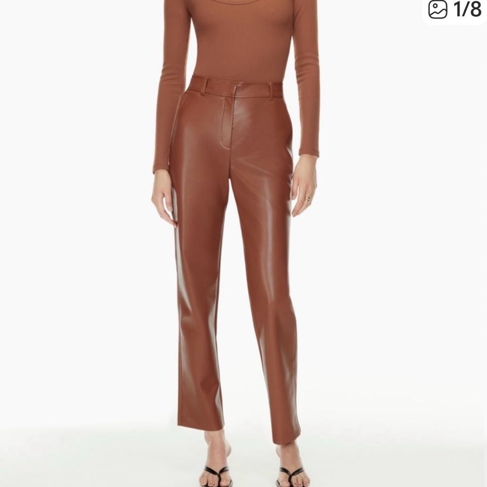 Babaton Chestnut Leather Trousers